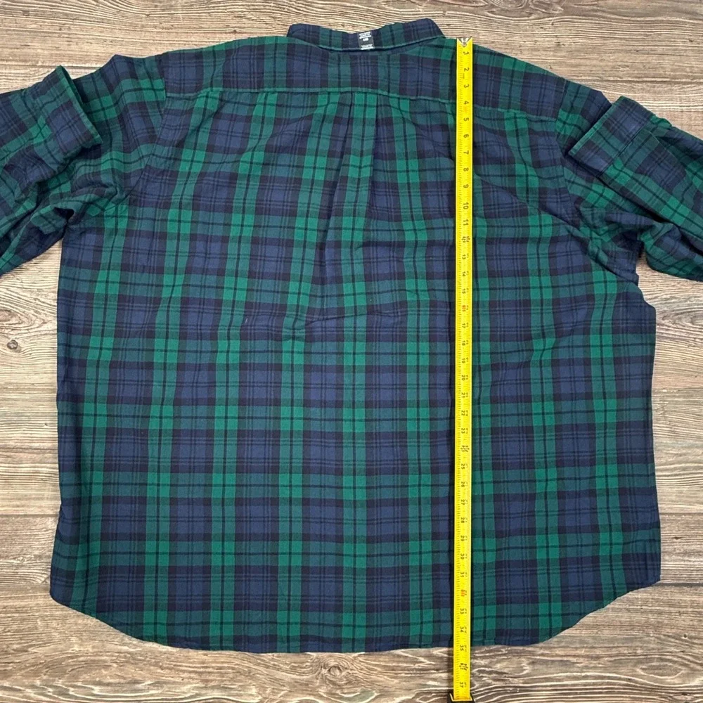 Polo Ralph Lauren Mens Size 4XB Oxford Shirt Green Navy Blue Plaid Brushed